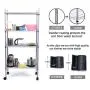 JS HANGER Wire Shelving Unit, 4-Tier Heavy Duty Height Adjustable Rolling Metal Shelves for Storage, 440 lbs Capacity, 23.23W X 13.4D X 47.24H, Silver