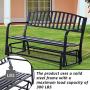 Outdoor Glider Garden Bench, 50'' Patio Double Outdoor Swing Rocking Glider w/Durable Metal Cast Iron Porch Glider Seat & Armrests Steel Frame, Garden Glider for Porch, Garden, Sunroom, Backyard, Deck