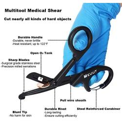 2 Pack Medical Scissors with Carabiner-7.5'' Bandage Shears, Premium Quality Fluoride-Coated with Non-Stick Blades Stainless Steel Bandage Scissors (Black+Quartz Grey)