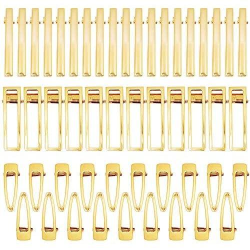 Gukasxi 60 Pieces Gold Alligator Hair Clips Metal Flat Hollow Hair Pins Barrettes for Hair Clip Silicone Molds DIY Resin Hairpin Hairbow Hair Accessories and Art Crafts Projects