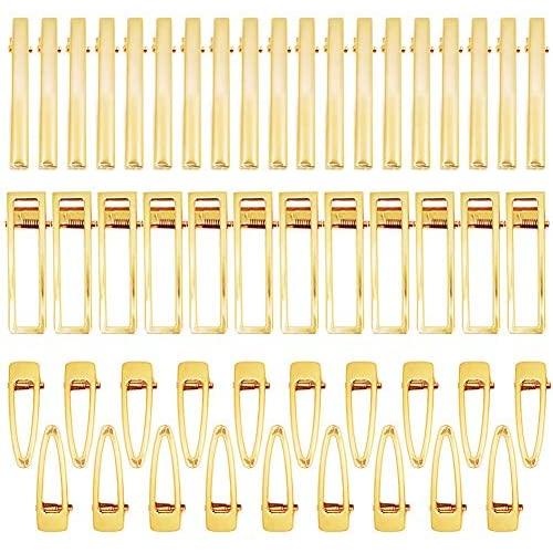 Gukasxi 60 Pieces Gold Alligator Hair Clips Metal Flat Hollow Hair Pins Barrettes for Hair Clip Silicone Molds DIY Resin Hairpin Hairbow Hair Accessories and Art Crafts Projects