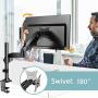 HUANUO Single Monitor Stand - Gas Spring Single Arm Monitor Desk Mount Fit 17 to 32 inch Screens, Height Adjustable VESA Bracket with Clamp, Grommet Mounting Base, Hold up to 19.8lbs