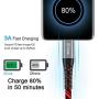 USB C to USB C 6FT Cable, iCrius 60W 3A Light Up Led Fast Charger Cord Compatible with Samsung Galaxy S20+ Ultra/Note 10+, MacBook Air/Pro 13, iPad Pro 2020, Google Pixel 2/3/4 XL, and More (red)