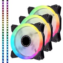 EZDIY-FAB 120mm Addressable RGB LED PWM Fan,with LED Strips, Motherboard Sync,Adjustable Colorful Case Fans with PWM Controller