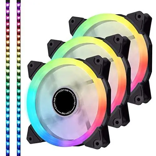 EZDIY-FAB 120mm Addressable RGB LED PWM Fan,with LED Strips, Motherboard Sync,Adjustable Colorful Case Fans with PWM Controller EZDIY-FAB 120mm Addressable RGB LED PWM Fan,with LED Strips, Motherboard Sync,Adjustable Colorful Case Fans with PWM Controller