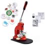 Red Button Maker Machine 58mm 2.28 inch Button Badge Maker Pins Punch Press Machine Aluminum Frame 300pcs Free Button Parts + Circle Cutter (58mm 2.28 inch)
