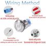 ESUPPORT Stainless Steel 19mm 12V 5A Power Symbol Angel Eye Halo Car Blue LED Light Metal Push Button Toggle Switch Socket Plug Wire Waterproof