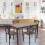 Dporticus 5-Piece Dining Set Industrial Style Wooden Kitchen Table and Chairs with Metal Legs- Espresso