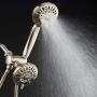 AquaDance Brushed Nickel Premium High Pressure 48-setting 3-Way Combo for The Best of Both Worlds – Enjoy Luxurious 6-setting Rain Shower Head and 6-Setting Hand Held Shower Separately or Together