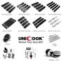 Unicook Porcelain Large Grill Heat Plate 4 Pack, 6 Extra Width, Extends from 15.75'' to 18.75'' Length, Adjustable Grill Heat Shield, Heat Tent Replacement Parts for Gas Grills