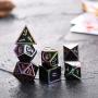 Polyhedral Metal Dices Set Zinc Alloy with Enamel Solid Metal for DND Game, Tabletop RPG, Dungeons and Dragons, Math Teaching, 7 Pieces Dice Set with Black Velvet Bag (Electrophoretic Colorful Black)