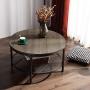 Bonnlo 31.5'' Industrial Coffee Table for Living Room 2-Tier Vintage Round Coffee Table with Metal Storage Shelf