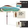 South Bay Board Co. - Premium Beach Umbrella - Extra Large for Complete Shade Coverage for 2 People -with XL Wind Vent, Stainless Metal Parts, and an Easy Crank Lift -Includes Carry Bag