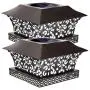Siedinlar Solar Post Lights Outdoor Deck Fence Cap Light Solar Powered Metal White LED Lighting Waterproof for Patio Garden Decoration 4x4 5x5 Wooden Posts Brown (2 Pack)