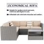 SOLAURA Outdoor Patio Furniture 4-Piece(5 Seats) Furniture Sectional Sofa Set All Weather Conversation Set Warm Grey Wicker with Brown Cushions & Sophisticated Glass Coffee Table