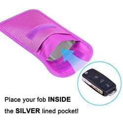 Faraday Bag for Key Fob, Wisdompro RFID Key Fob Protector RF Car Signal Blocking, Anti-Theft Pouch, Anti-Hacking Case Blocker - Purple