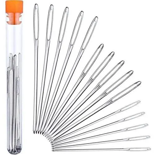 Outus 15 Pieces Blunt Needles Steel Large-Eye Yarn Knitting Needles Sewing Needles, 3 Sizes Outus 15 Pieces Blunt Needles Steel Large-Eye Yarn Knitting Needles Sewing Needles, 3 Sizes