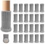 Ezprotekt 24PCS Chair Leg Socks High Elastic Furniture Socks Pads Non-Slip Chair Leg Feet Socks Covers Furniture Caps Set, Fit Furniture Feet Girth from 3'' to 5'',Knitted Furniture Cups Gray