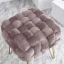 Ornavo Home Mirage Modern Contemporary Square Woven Upholstered Velvet Ottoman with Gold Metal Legs - Blush Ornavo Home Mirage Modern Contemporary Square Woven Upholstered Velvet Ottoman with Gold Metal Legs - Blush