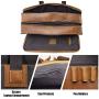Texbo Mens Solid Full Grain Cowhide Leather Large 17 Inch Laptop Briefcase Messenger Bag Tote with YKK Metal Zippers