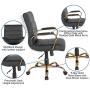 Flash Furniture Mid-Back Black LeatherSoft Executive Swivel Office Chair with Gold Frame and Arms