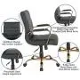 Flash Furniture Mid-Back Black LeatherSoft Executive Swivel Office Chair with Gold Frame and Arms Flash Furniture Mid-Back Black LeatherSoft Executive Swivel Office Chair with Gold Frame and Arms