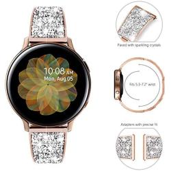 NewWays for Galaxy Active 2 Watch Band, 20mm Super Stunning Crystal Bracelet with Quick Release Pin for Galaxy Watch Smartwatch 42mm, Galaxy Watch Active 40mm 44mm, Rose Gold