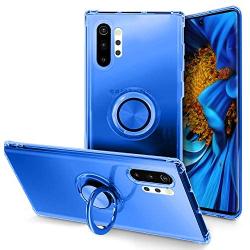 Galaxy Note 10+ Plus/5G Case, Anti Scratch & Anti Slip Soft TPU Clear Case with 360 Degree Rotation Finger Ring Kickstand [Work with Magnetic Car Mount] for Samsung Galaxy Note 10+ Plus,Blue