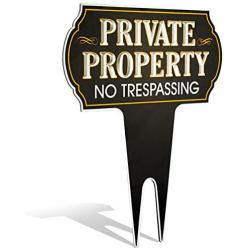 Signs Authority Metal Yard Sign - Private Property No Trespassing Sign - Durable Heavy Duty Dibond Aluminum - Protect Your Home, Safety and Privacy Warning Sign 15 X12