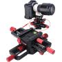iShoot Universal All Metal 150mm 4-Way Macro Focusing Rail Slider Close-up Shooting Head Camera Support Bracket Holder with Arca-Swiss Fit Clamp and Quick Release Plate in Bottom for Tripod Ballhead
