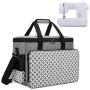 Yarwo Sewing Machine Carrying Case with Bottom Wooden Board, Universal Sewing Machine Tote Compatible with Most Standard Sewing Machine and Accessories, Gray with Grid