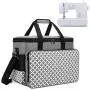 Yarwo Sewing Machine Carrying Case with Bottom Wooden Board, Universal Sewing Machine Tote Compatible with Most Standard Sewing Machine and Accessories, Gray with Grid