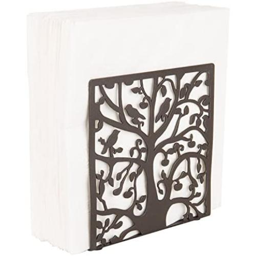 Coffee Metal Tree & Bird Design Tabletop Napkin Holder/Freestanding Tissue Dispenser