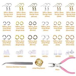 EuTengHao Earring Hooks 2000Pcs Earring Making Supplies Kit with Fish Earring Hooks Earring Backs Earrings Posts Open Jump Rings Earring Making Findings for Earring Repair Jewelry Making (6 Colors)