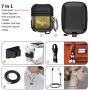 HALLEAST (7 in 1) Accessories Compatible AirPods Holder Portable Carrying Silicone Cover Anti-Lost Strap Shock Resistant Metal Hard Case Compatible Apple AirPod 2 & 1, Not for Wireless Charging, Dune