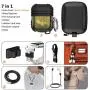 HALLEAST (7 in 1) Accessories Compatible AirPods Holder Portable Carrying Silicone Cover Anti-Lost Strap Shock Resistant Metal Hard Case Compatible Apple AirPod 2 & 1, Not for Wireless Charging, Dune