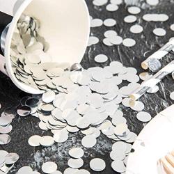 MOWO Silver Metallic Confetti Circle Dots Table Decoration and Wedding Party Decoration 1cm in Diameter (Metallic Silver,60 Grams)