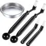 Zhehao Coffee Machine Cleaning Set, 4 Pieces Coffee Machine Brush with Spoon and 1 Piece 58 mm Stainless Steel Back Flush Insert Metal Blind Filter for Espresso Machine