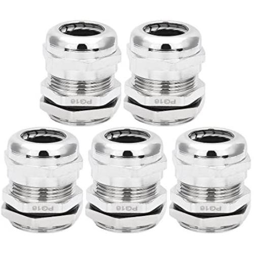 uxcell Cable Gland PG16 Metal Waterproof Cable Glands Joints Adjustable Connector for 10-14mm Dia Cable, Pack of 5