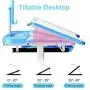 Kids Desk and Chair Set, Height Adjustable Students Desk with Tilt Desktop & Metal Hook & LED Lamp & Book-Stand and Storage Drawer for Boys Girls Blue Kids Desk and Chair Set, Height Adjustable Students Desk with Tilt Desktop & Metal Hook & LED Lamp & Book-Stand and Storage Drawer for Boys Girls Blue
