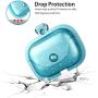 WENEW Leather Case for Airpods Pro 2019, Glitter Bling Sequin Sparkle Cute PU Case Shockproof Protective Pouch Skin Slim Metal Clasp Keychain Carabiner (Blue Glitter)