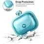 WENEW Leather Case for Airpods Pro 2019, Glitter Bling Sequin Sparkle Cute PU Case Shockproof Protective Pouch Skin Slim Metal Clasp Keychain Carabiner (Blue Glitter)