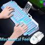 Rechargeable Keyboard and Mouse,Suspended Keycap Mechanical Feel Metal Panel Gaming Keyboard Mouse Combo,3800mAh Large Capacity Lithium Battery,Anti-ghosting (White)