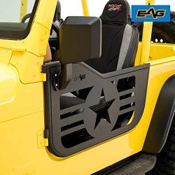 EAG Military Star 2 Tubular Door with Side View Mirror Fit for 97-06 Wrangler TJ