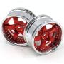 hobbysoul 2pcs RC 1/10 Aluminum Alloy Wheel Rims Hex 12mm Adjustable Offset Red & Silver Color Fit 1:10 RC On Road Drift Touring Car Tires