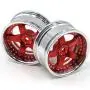 hobbysoul 2pcs RC 1/10 Aluminum Alloy Wheel Rims Hex 12mm Adjustable Offset Red & Silver Color Fit 1:10 RC On Road Drift Touring Car Tires