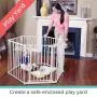 Toddleroo by North States 3 in 1 Metal Superyard: 144'' long extra wide baby gate, barrier or play yard. Hardware or freestanding. 6 panels, 10 sq.ft. enclosure (30'' tall, Beige)