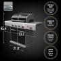 Kenmore PG-40409S0LB-AM 4 Outdoor Patio Gas BBQ Grill with Side Burner, Black