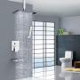 EMBATHER Shower System with Waterfall Tub Spout- Ceiling Shower Tub Faucet Set with 12 Inches Rain Showerhead and Handheld, Polished Chrome (Valve Included)