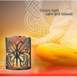 Himalayan Salt Lamp,Natural Wall Light Salt Lamp with 2 Bulbs,Rocks Salt Night Light with Butterfly Metal Basket Gift